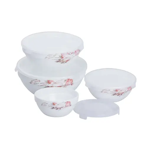 Набор судочков Yiwu HP-7-713 4 шт с крышкой для хранения продуктов белый - фото 4