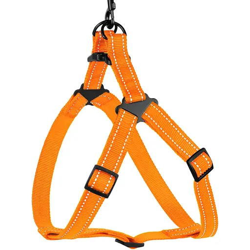 Шлея для собак Barksi Active світловідбивна (обхват грудей 40-53 см ширина 1.6 см) помаранчева - фото 3