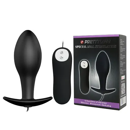 Анальна пробка Pretty Love Vibrating Butt 7.5 см (чорний)