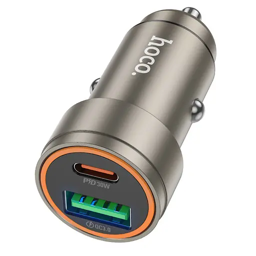 Автомобільний зарядний пристрій Hoco Z57A Glorious PD30W+QC3.0 car charger Чорний - фото 1
