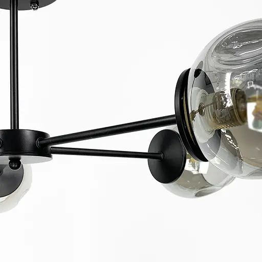 Сучасна стельова люстра в чорному корпусі на 5 плафонів Line.F 91069/5 BK - фото 4