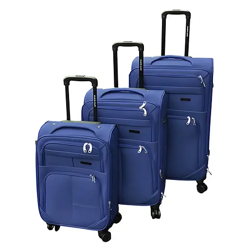 Набір тканинних валіз 3в1 з кодовим замком та телескопічною ручкою синій (6071)