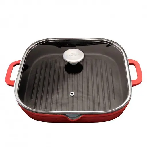 Універсальна чавунна сковорода-гриль Zurrichberg ZBP/7161 28см антипригарна для гриля та смаження - фото 1