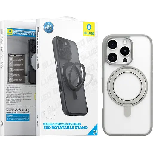 Чехол Blueo Frosted Magnetic Case Rotatable Stand with MagSafe для Apple iPhone 16 Pro Grey [133049] - фото 3