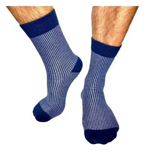 Шкарпетки з принтом кольорові смуги високі безшовні якісні ORGANIC cotton JILL ANTONY Синій, 42-43 - фото 2