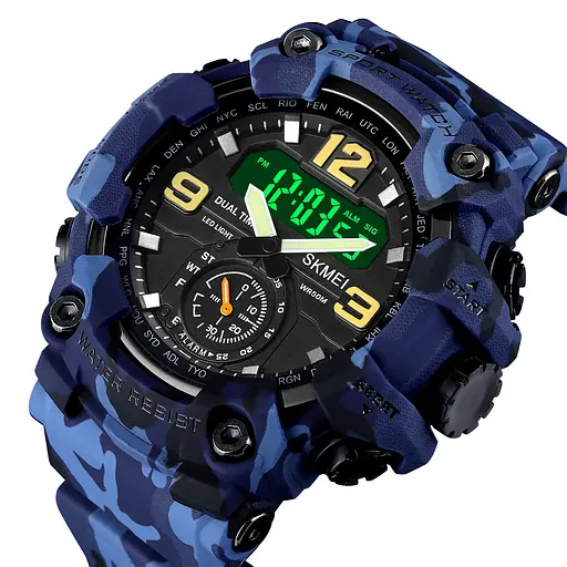 Наручний годинник чоловічий Skmei 1637 Blue Camo, 1637CMBU (18440) - фото 2