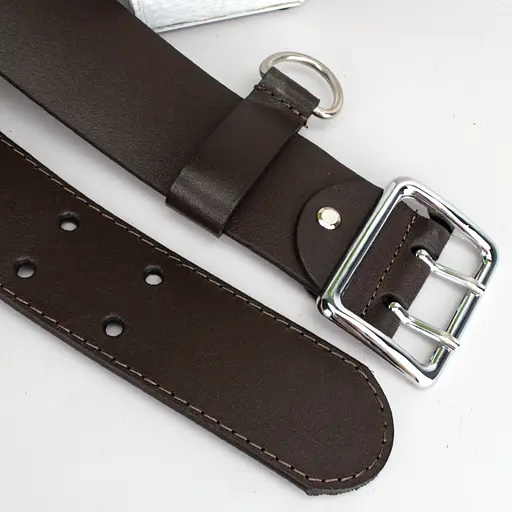 Ремень мужской кожаный широкий коричневый JK-5080 (120 см) - фото 4