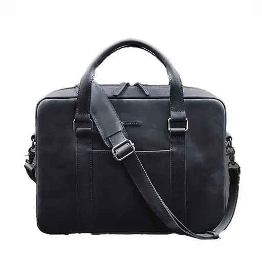 Шкіряна сумка для ноутбука та документів синя Crazy Horse - фото 6