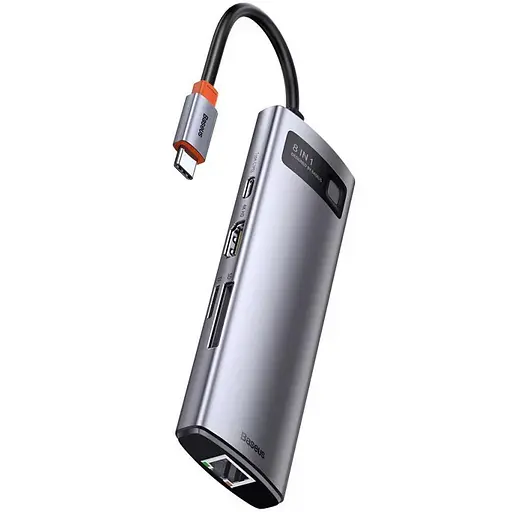 Перехідник HUB Baseus Metal Gleam Series 8-in-1 Multifunctional Type-C (CAHUB-CV0G) Gray - фото 4