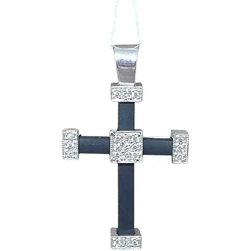 Золотий хрестик Гаразд "Спаси і збережи" з діамантом. 3041757ББ