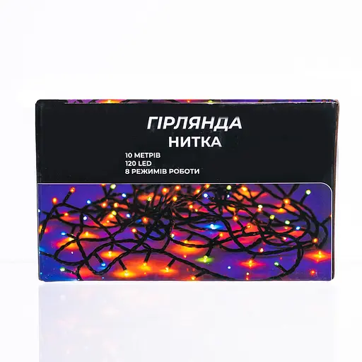 Новорічна гірлянда кімнатна нитка GarlandoPro 10 м 120 LED чорний провід Біле світло W120LED10MBW - фото 4