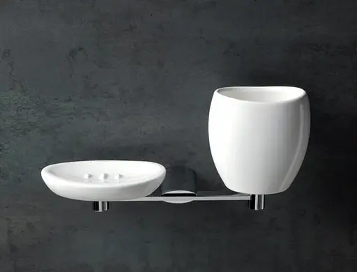 Стакан с мыльницей Stilhaus Aria настенный белый Ar14BI08, Белый - фото 2