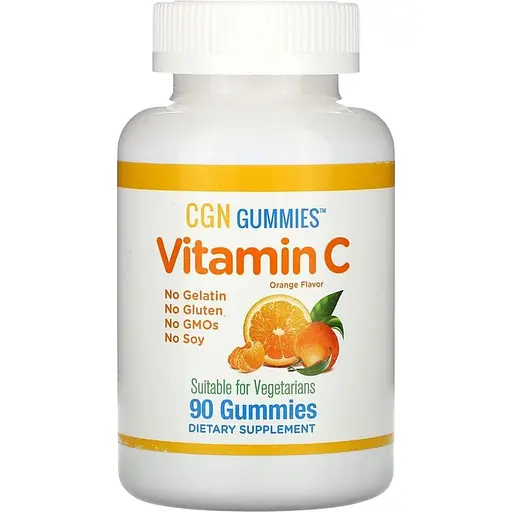 Вітамін C California Gold Nutrition Vitamin C Gummies апельсинові дольки без желатину 90 жувальних цукерок