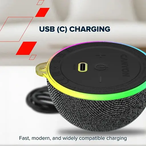 Портативна акустика Canyon Magnetic BT speaker OnMove 13 5W Black (CNE-CBTSP13B) - фото 8