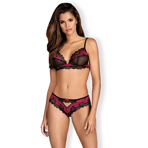 Комплект білизни Obsessive Tulia XS/S (чорний)