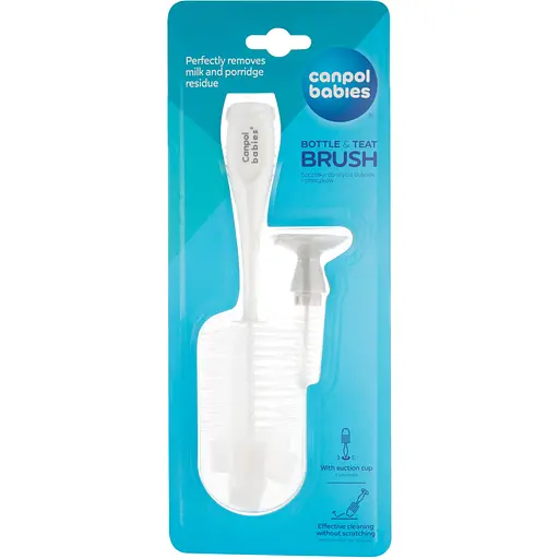 Щітка для миття пляшечок та сосок Canpol babies з присоскою біла (56/122) - фото 2