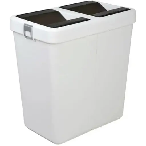 Мусорное ведро Motek двойное 14 л + 14 л с поворотной крышкой Белый (COB-428)  - фото 1