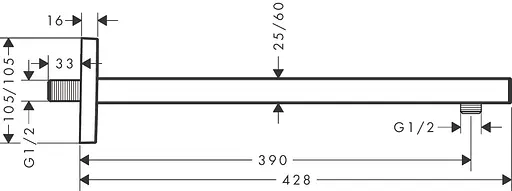 Кронштейн для верхнего душа Hansgrohe E 389 мм Chrome 27694000 Хром - фото 2
