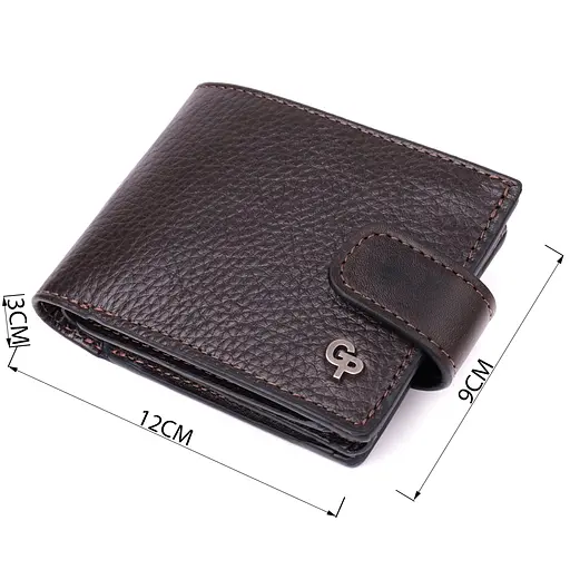 Практичный портмоне из люксовой зернистой кожи флотарий Grande Pelle 12х9х3 см acs0029595 - фото 3