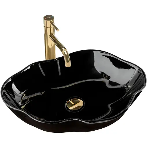 Умивальник Rea Pearl black накладний чорний REA-U0858, Чорний - фото 1