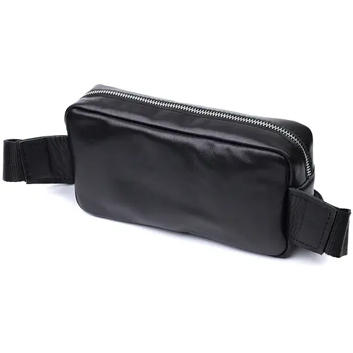 Прямокутна сумка-бананка для чоловіків із натуральної глянсової шкіри SHVIGEL 21х11х5,5 см sum0027510 - фото 2