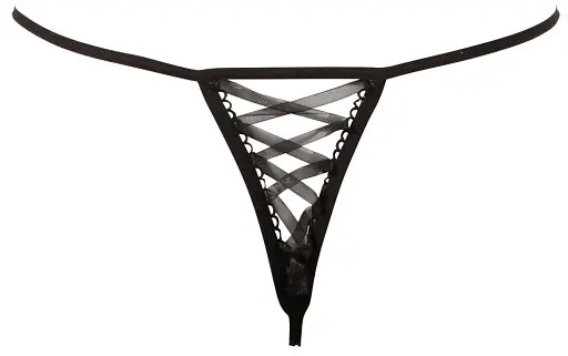 Трусики-стрінги String Rose Crotchless M/L чорний - фото 5