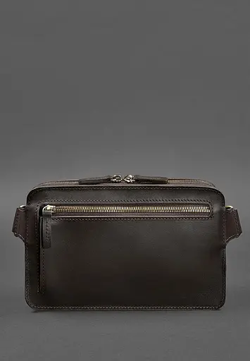 Шкіряна поясна сумка Dropbag Maxi темно-коричнева - фото 4