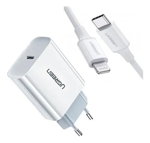 Мережевий зарядний пристрій Ugreen CD137 PD 20W Fast Charger + USB-C to Lightning Cable 1m Suit (50698) - фото 1