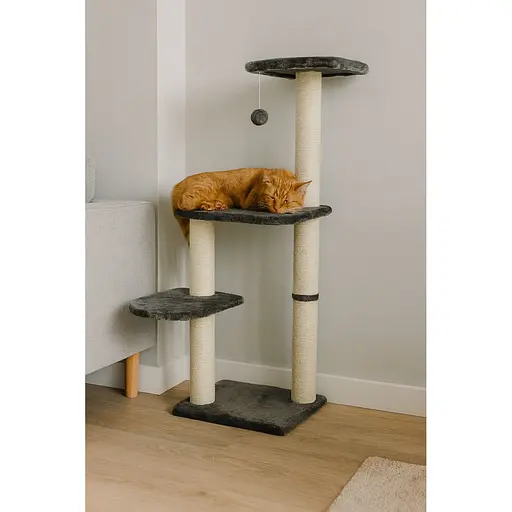 Когтеточка-комплекс Trixie Altea для кошек с игрушкой на веревке сизаль/плюш серая 40х40х117 см [CD] - фото 5