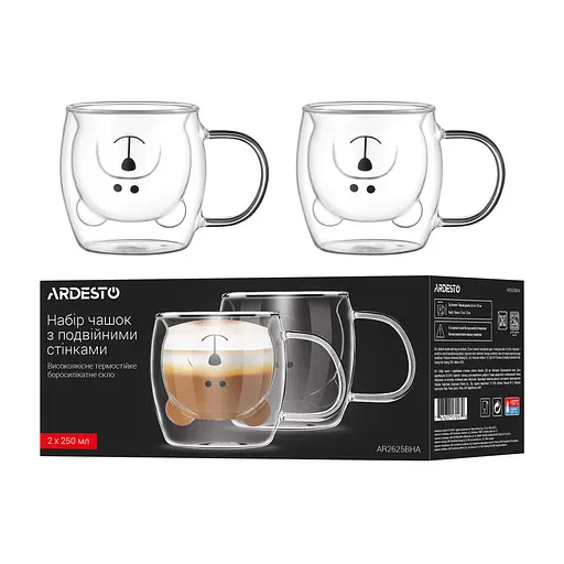 Набір чашок Ardesto Animals з подвійними стінками 2х250 мл AR2625BHA - фото 3