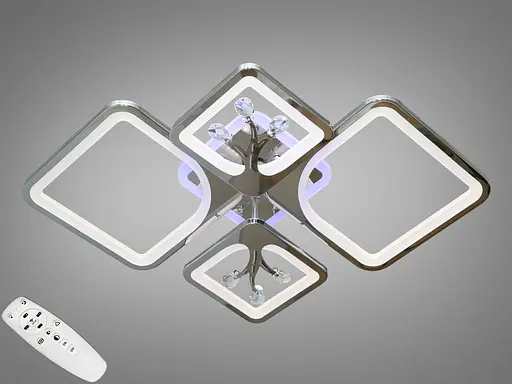 Люстра стельова з пультом, димером і LED-підсвічуванням, 83 Вт, хром - фото 1