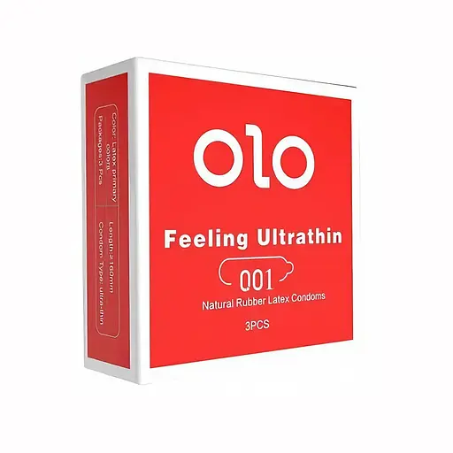 Гладкие презервативы ультратонкие Olo 0,01мм Ваниль двойная смазка M 51-54 мм 3 шт - фото 1