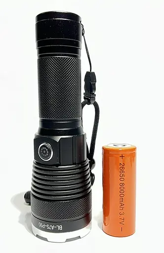 Ручной фонарь BL-A75-P90 zoom + Type-C + 26650 (3xAAA) 5 режимов - фото 2