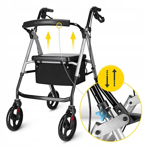 Роллер для ходьбы 4FIZJO складной, с сумкой Black/Silver (P-5905973406918) - фото 4