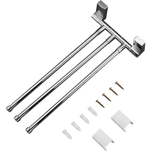 Тримач для рушника поворотний потрійний Frap F1813 з 2-ма накладками 397 мм білий/хром Хром - фото 3