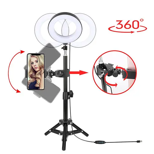 Лампа 8" на штативі з пультом Bluetooth Тримач із кільцевим освітленням MY108 - фото 5