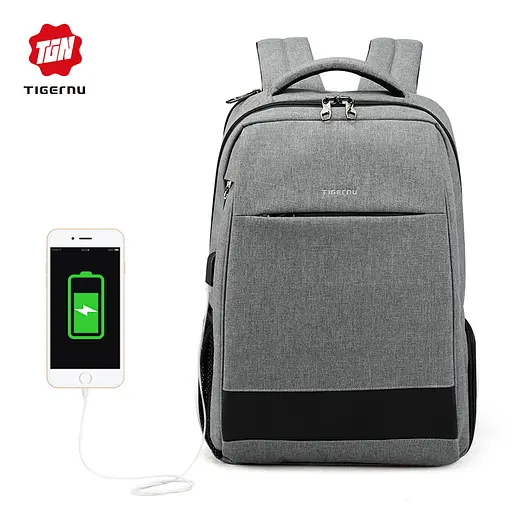 Рюкзак міський офисний Tigernu T-B3516 21л з USB для ноутбука 15.6" Grey (17052) - фото 6