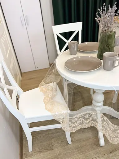 Силіконова скатертина з бежевим мереживом Блюмарин 10 см 360х190 см - фото 6