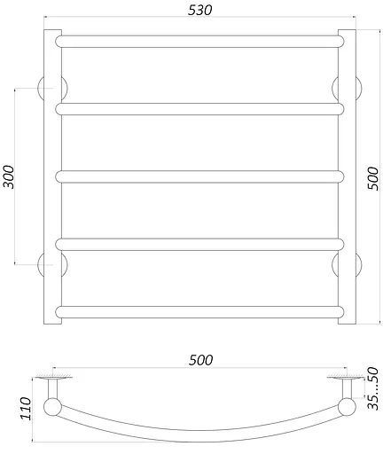 Водяной полотенцесушитель Unio LD W 500-500-5 Лесенка Дуга, Хром - фото 4