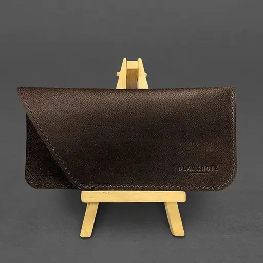 Кожаный чехол для очков BlankNote Краст Темно-коричневый  - фото 2