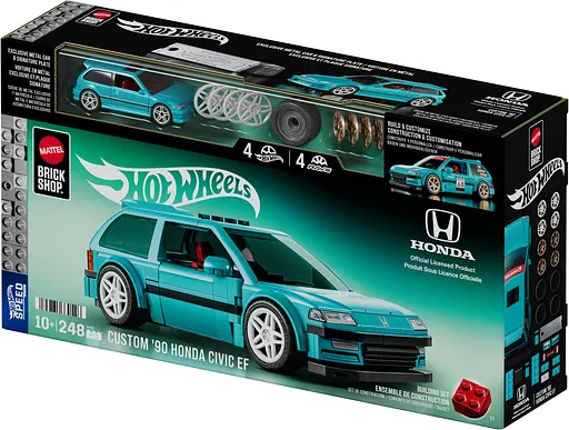 Колекційна машинка-конструктор Hot Wheels Mattel Brick Shop Speed Honda Custom 90 Civic EF (JHF62) - фото 8