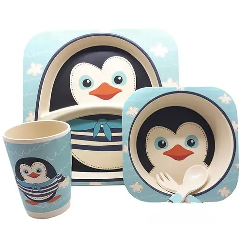 Дитячий бамбуковий посуд Пінгвінчик набір із 3 предметів BP5