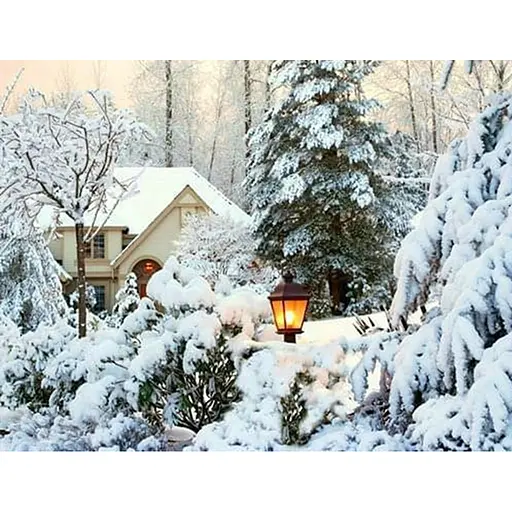 Алмазна вишивка Алмазна мозаїка на підрамнику Казкова зима 50*40, c принт. рамою - фото 1