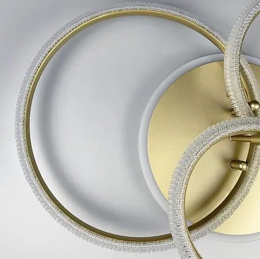 Современная светодиодная люстра на 3 кольца в золотистом корпусе с акрилом, имитирующая фактурный хрусталь Ст. A 77065/3B RGB SG | Line F - фото 5