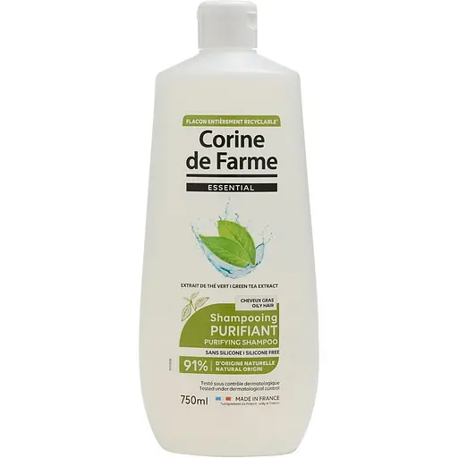 Шампунь Corine de Farme для жирного волосся очищувальний з екстрактом зеленого чаю 750 мл