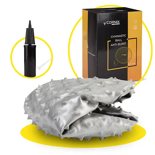 Мяч для фитнеса (фитбол) Cornix 55 см массажный Anti-Burst Silver XR-0471 - фото 2