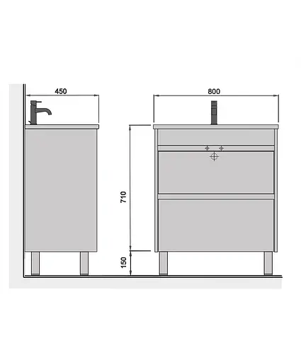 Тумба Мойдодир Polo Loft 80-U з умивальником Cosmo бетон з білим Сірий - фото 2