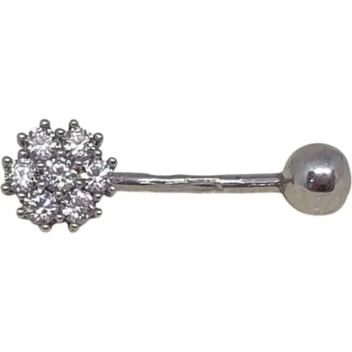 Срібна сережка для пірсингу Астор пупка з фіанітами. 818-2114Р