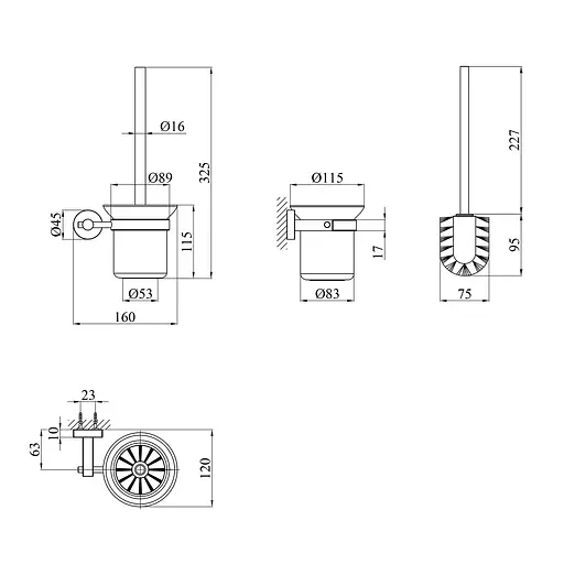 Ершик для унитаза настенный Kroner KRP Edelstahl Klassisch - ESG3710 CV025648, Хром матовый - фото 2