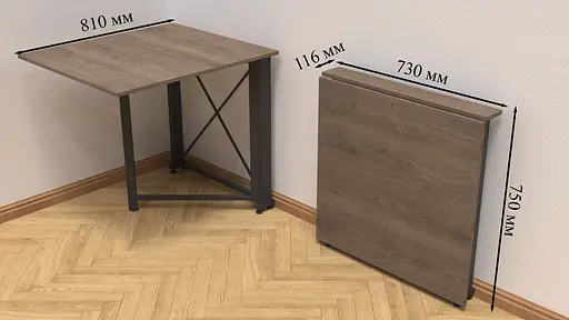Стіл-книга трансформер Оріон 1 Ferrum-decor 750x810x730 Чорний метал ДСП Дуб Сонома Трюфель 16 мм (FRD-104601) - фото 7